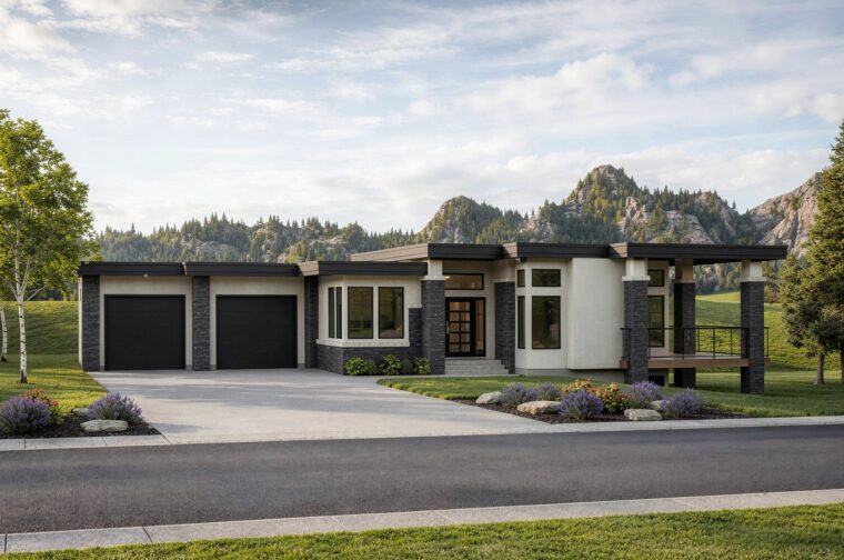 1-1-696 house plan – front rendering
