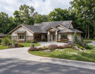 single family L shaped house rancher design