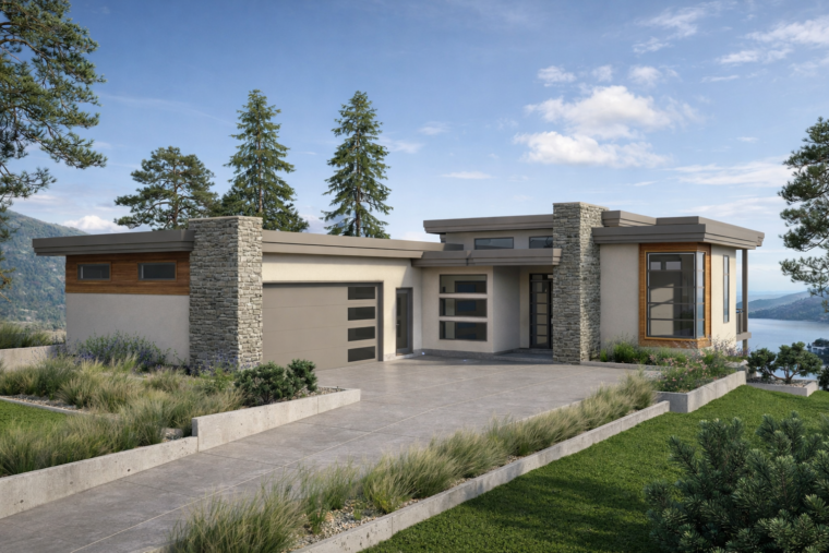1-2-683 house plan – front rendering