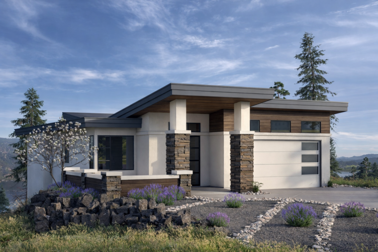 1-2-693C house plan – front rendering