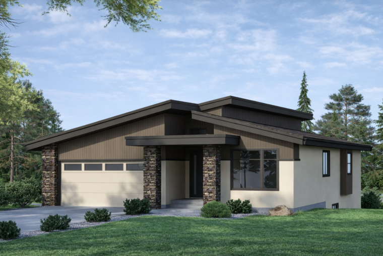 1-3-674B house plan – front rendering