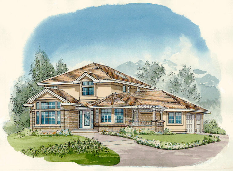 7-3-775 house plan – front rendering