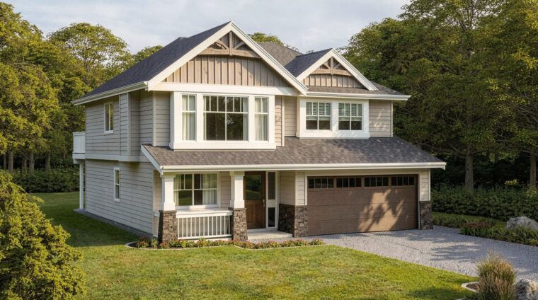 2-3-764 house plan – front rendering