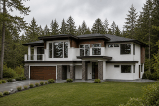 raised single family home design in bc built on a sloped lot