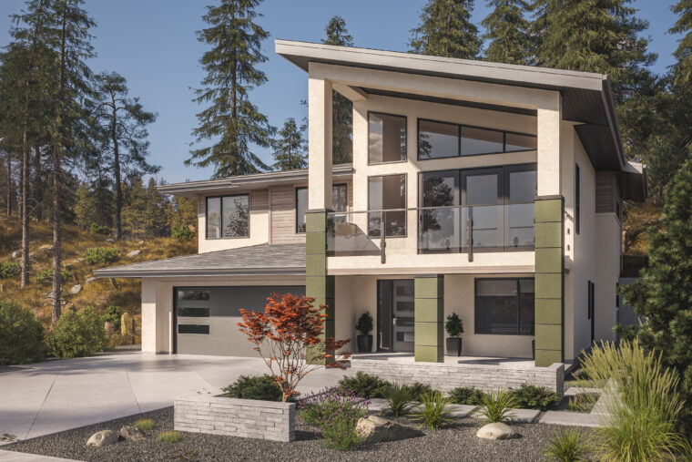 2-3-789A house plan – front rendering