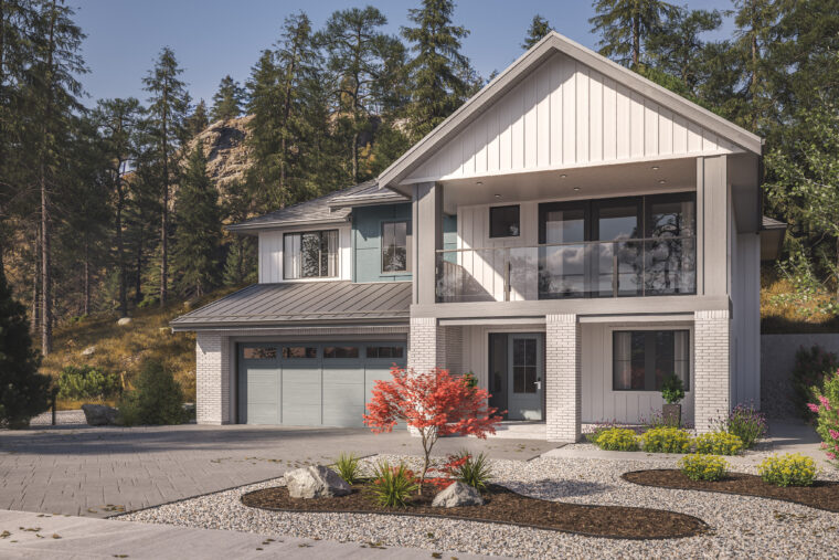 2-3-789B house plan – front rendering