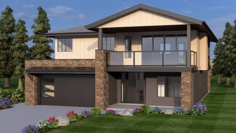 2-3-792 house plan – front rendering