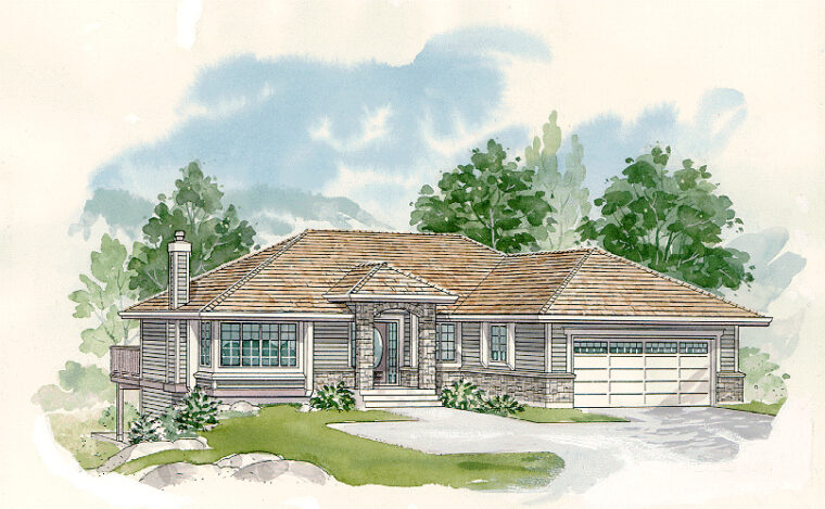 1-3-518 house plan – front rendering