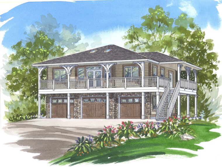 14-2-274 house plan – front rendering