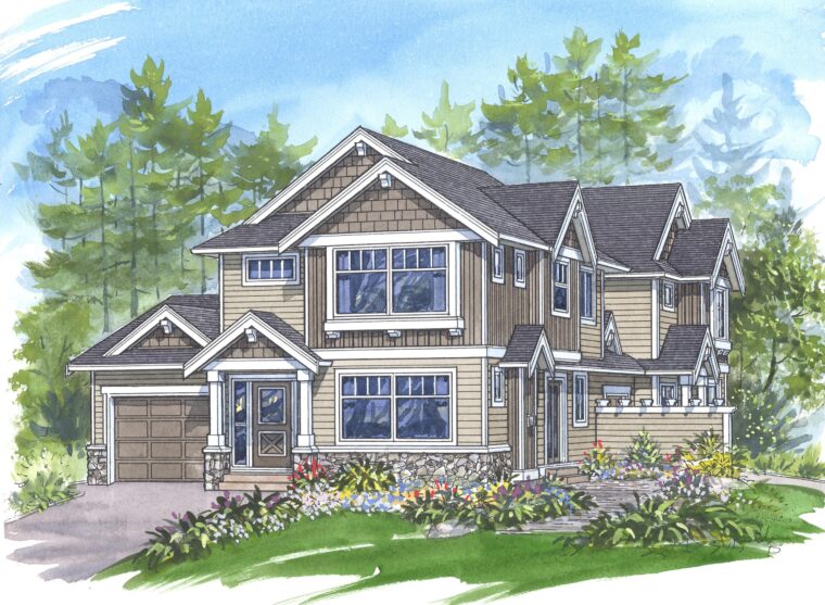 8-3-245 house plan – front rendering