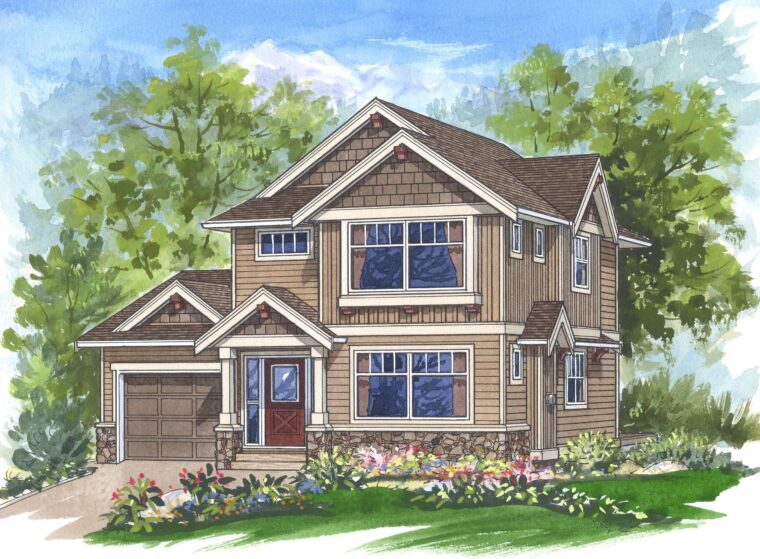 7-3-999 house plan – front rendering