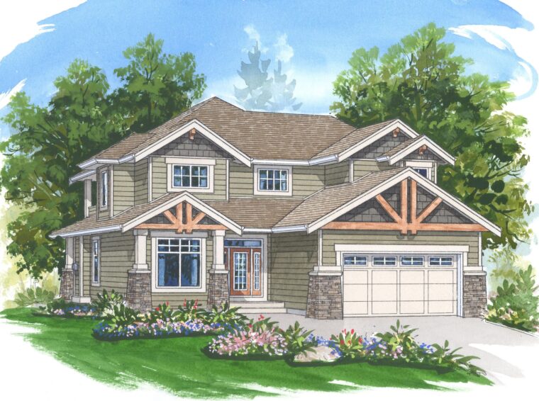 7-3-998A house plan – front rendering