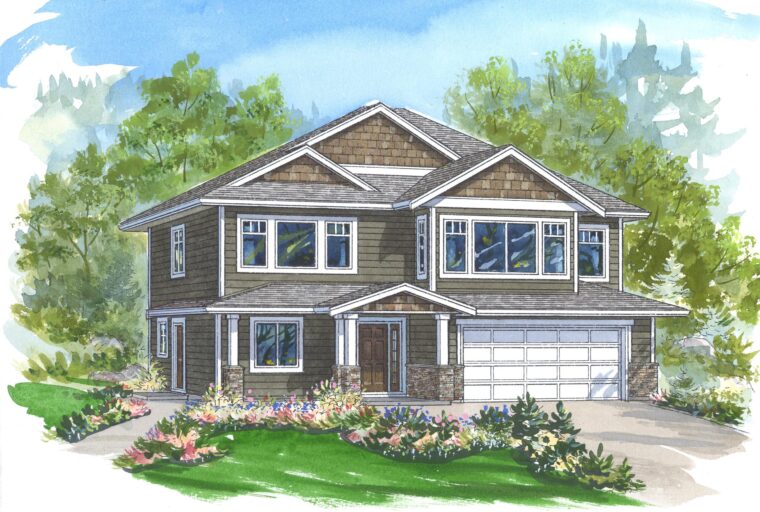 2-3-757 house plan – front rendering