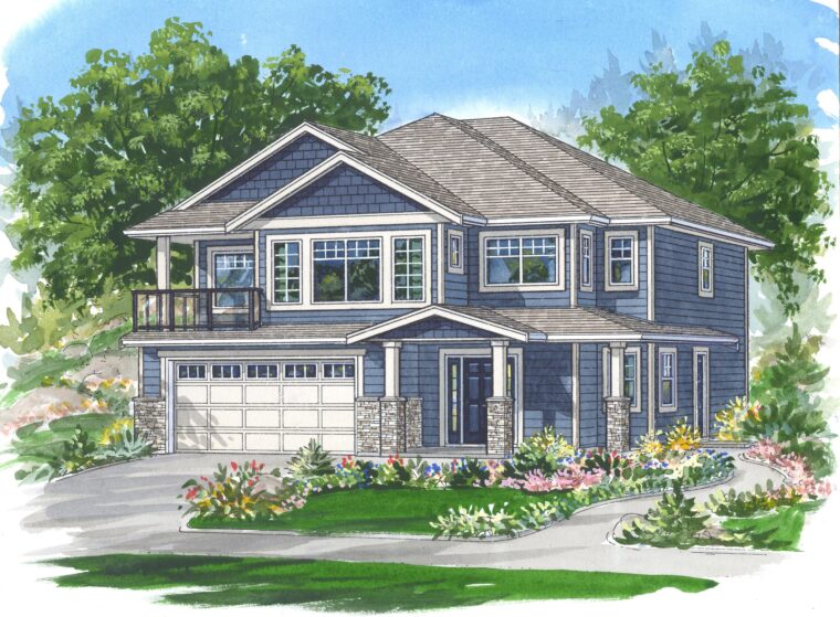 2-3-756 house plan – front rendering