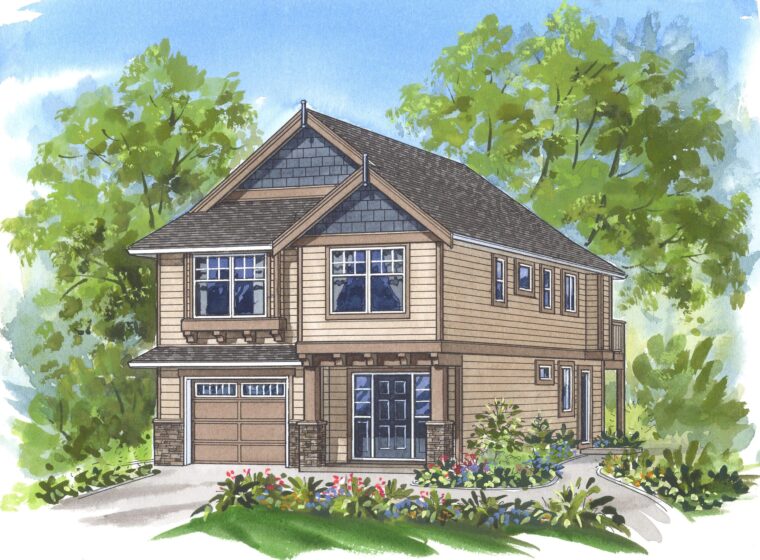 2-3-755 house plan – front rendering