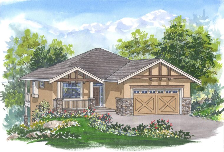 1-2-660 house plan – front rendering