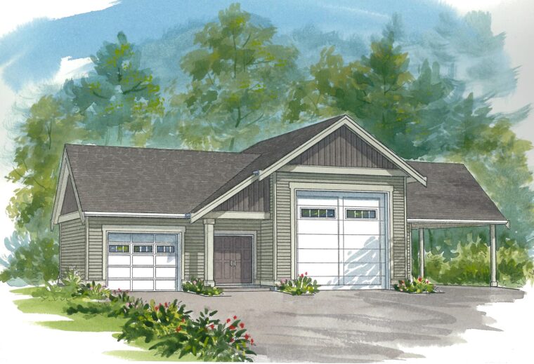 14-0-270 house plan – front rendering