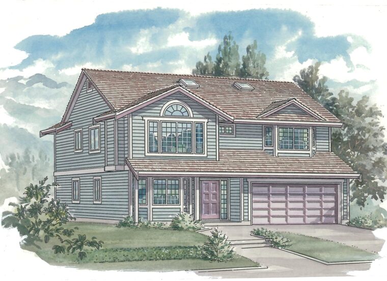 2-3-651 house plan – front rendering