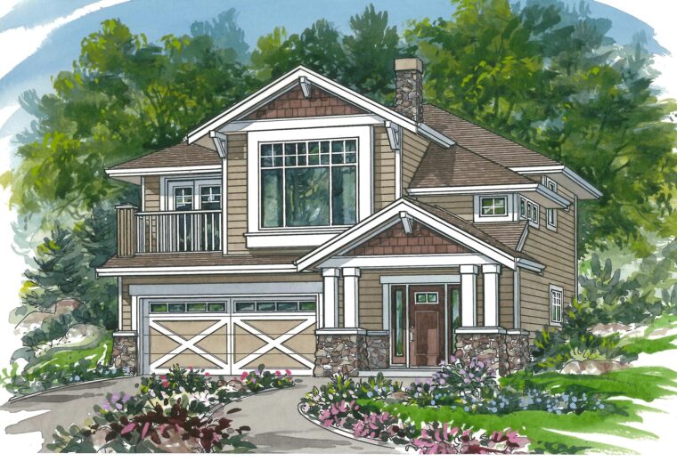 2-3-737 house plan – front rendering