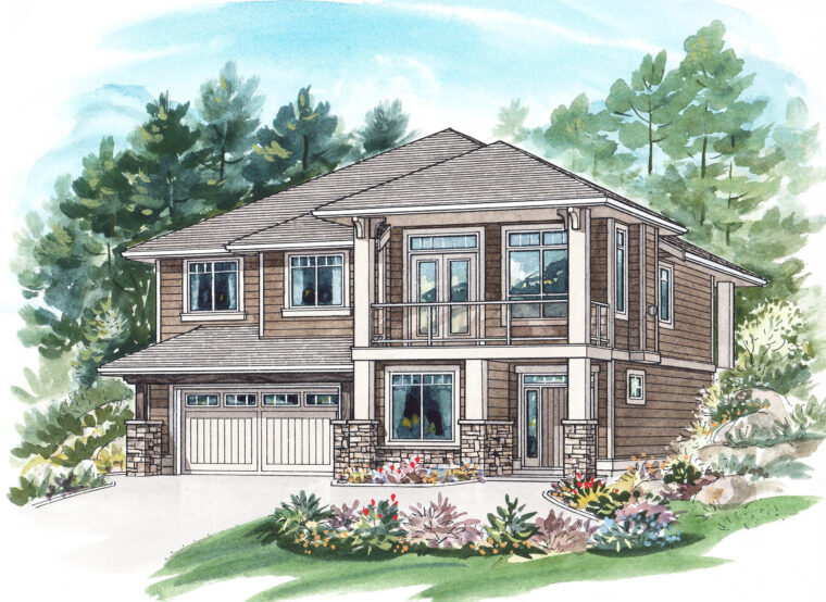 2-3-759 house plan – front rendering