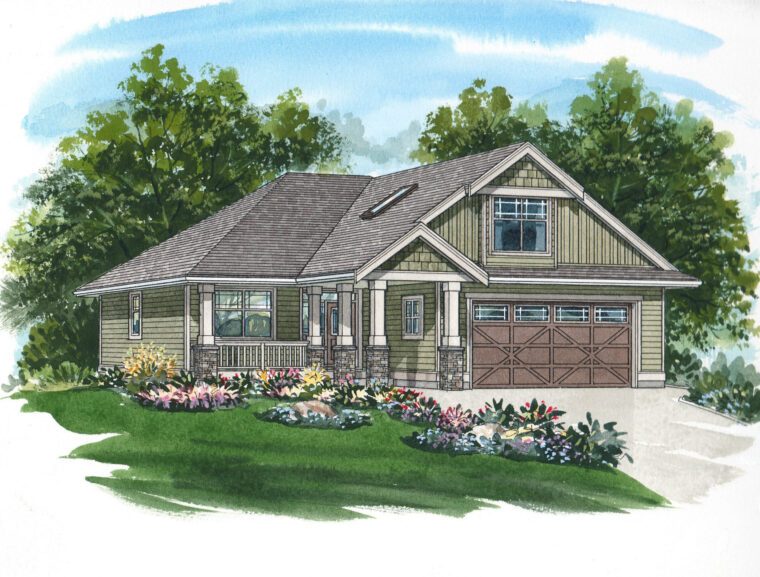 5-3-683 house plan – front rendering