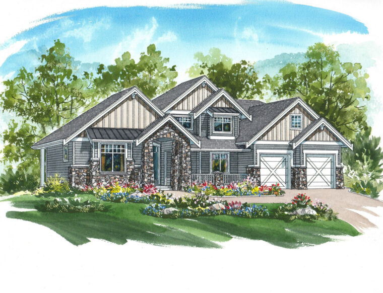 7-4-1001 house plan – front rendering
