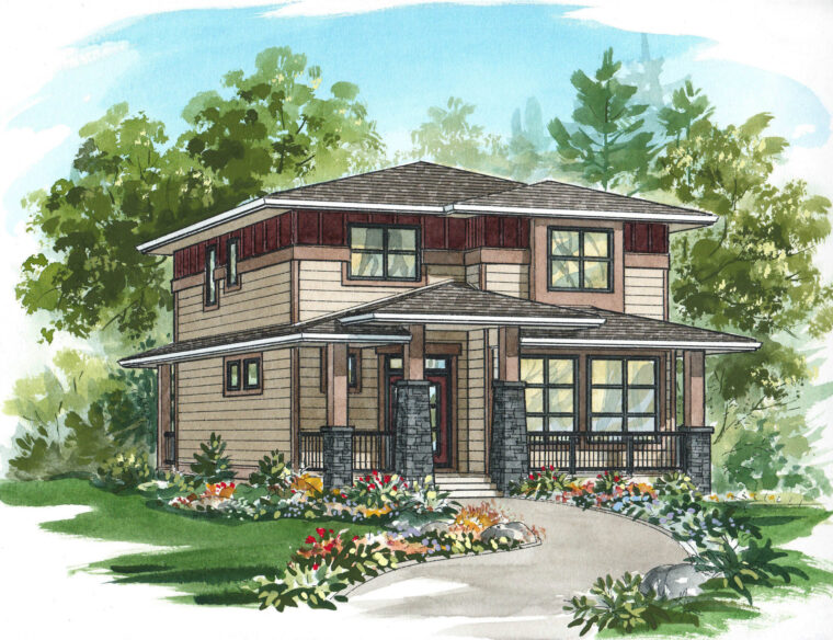 9-3-218 house plan – front rendering