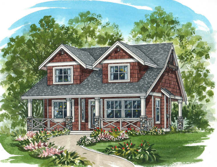 10-3-227 house plan – front rendering
