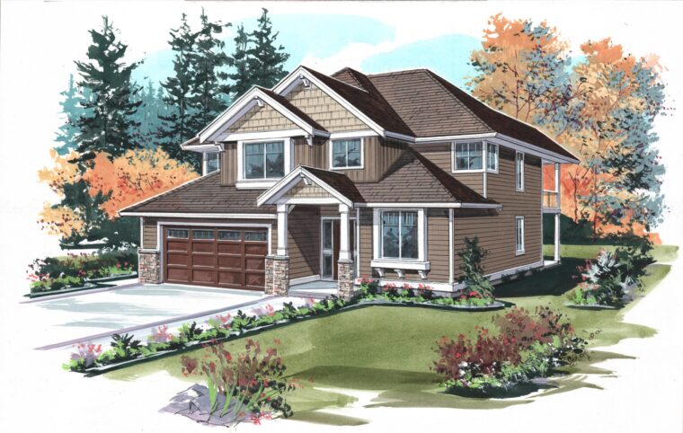 2-3-762 house plan – front rendering