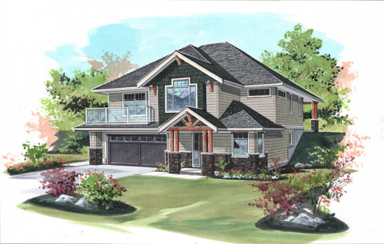 2-3-765 house plan – front rendering