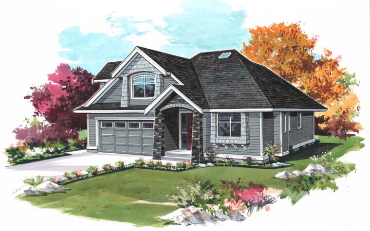 5-3-686 house plan – front rendering