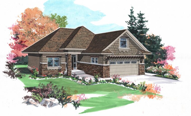 5-2-687 house plan – front rendering