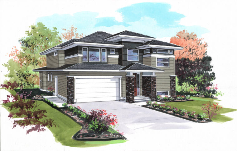 7-4-1005 house plan – front rendering