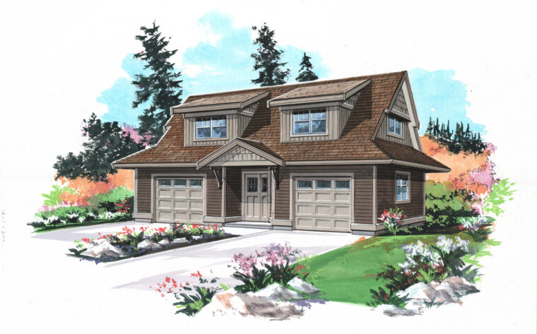 14-1-277 house plan – front rendering
