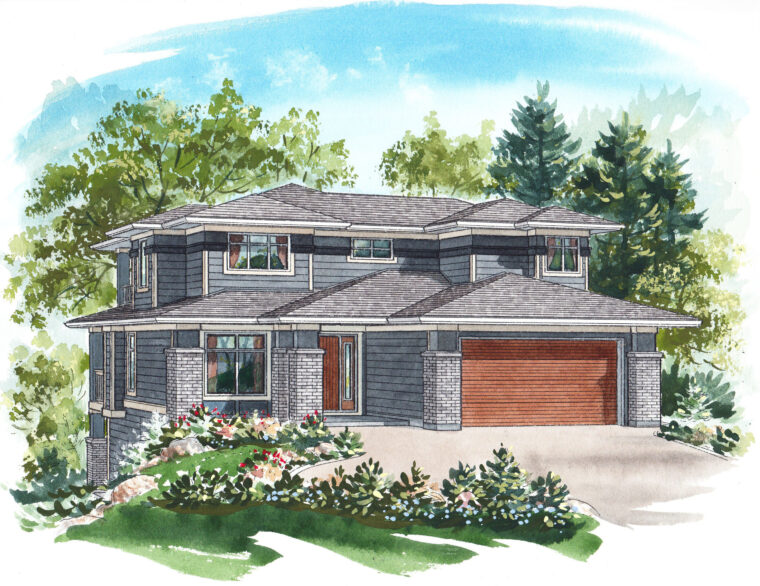 7-3-998B house plan – front rendering