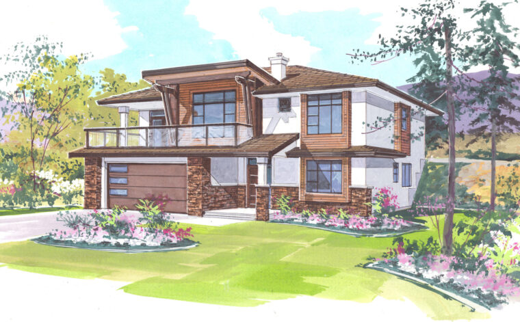 2-3-766 house plan – front rendering