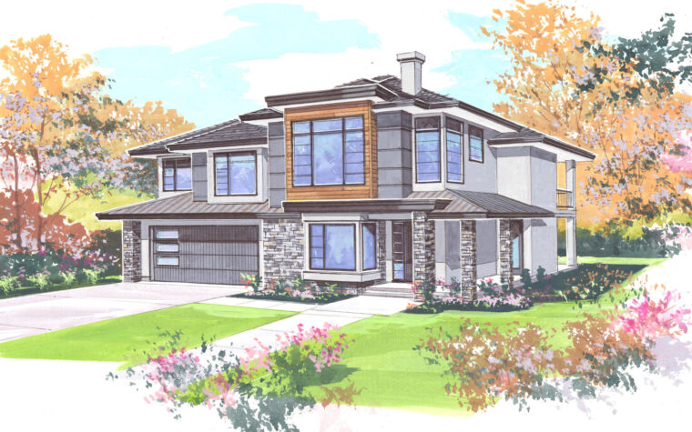 2-3-767 house plan – front rendering