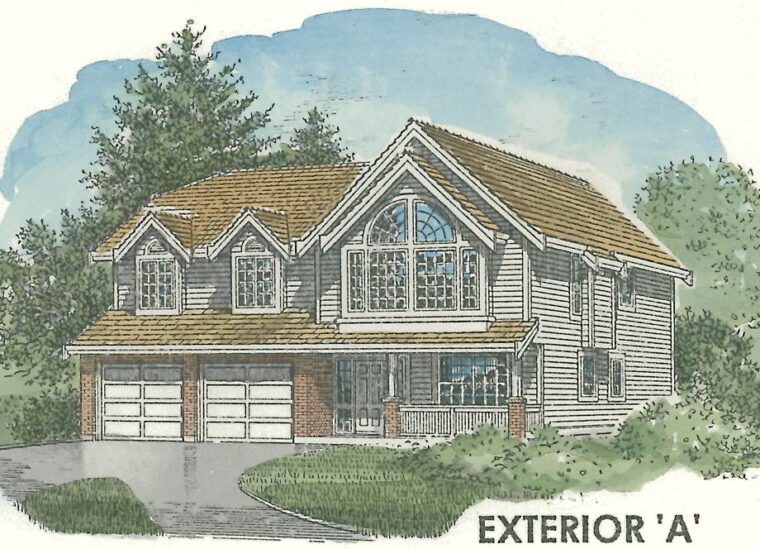 2-3-627A house plan – front rendering