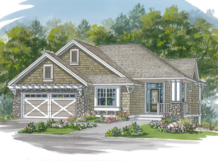 1-2-633 house plan – front rendering