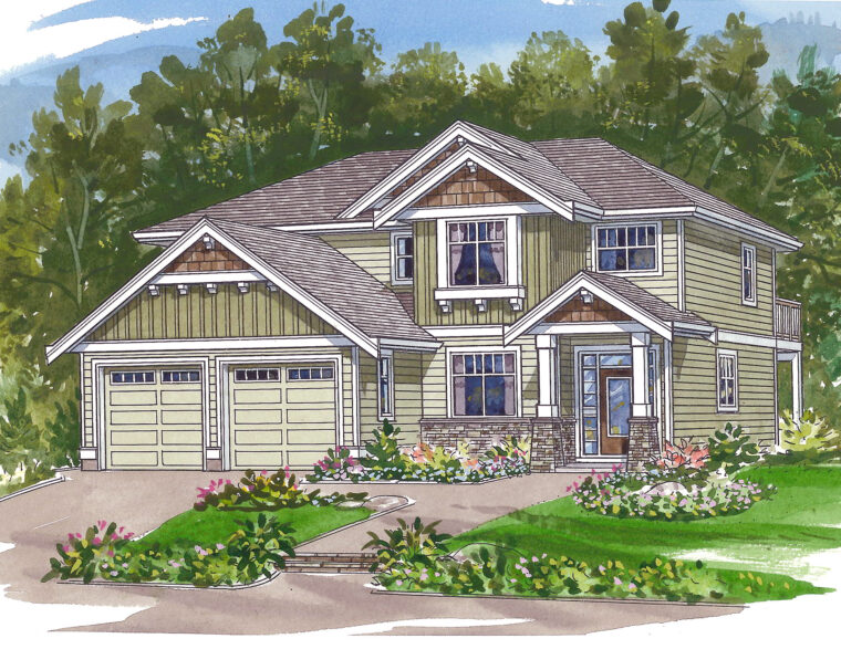 2-3-747 house plan – front rendering