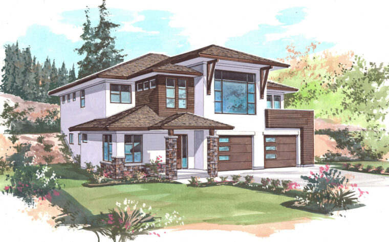 2-3-768 house plan – front rendering