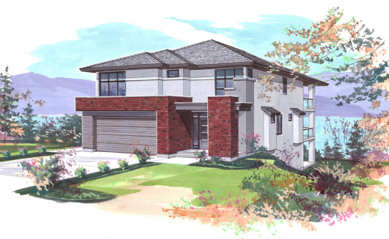7-4-1009 house plan – front rendering