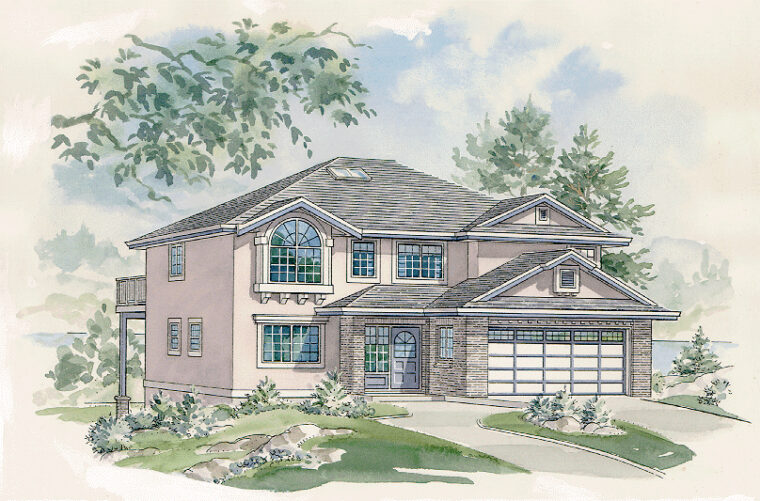 2-3-654 house plan – front rendering