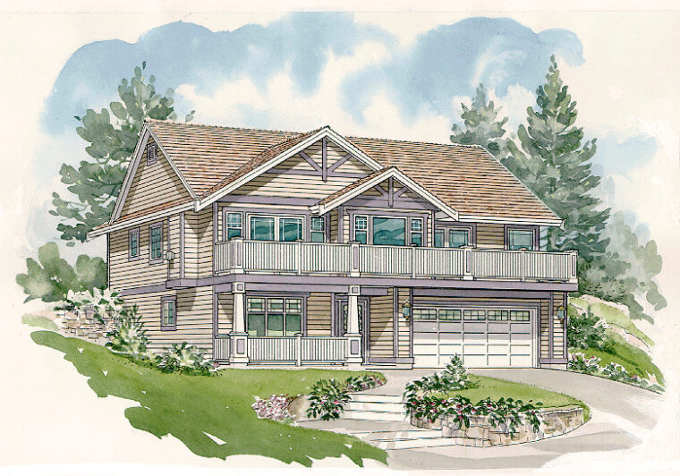 2-3-657 house plan – front rendering