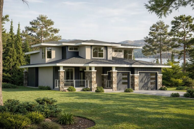 7-3-1000B house plan – front rendering