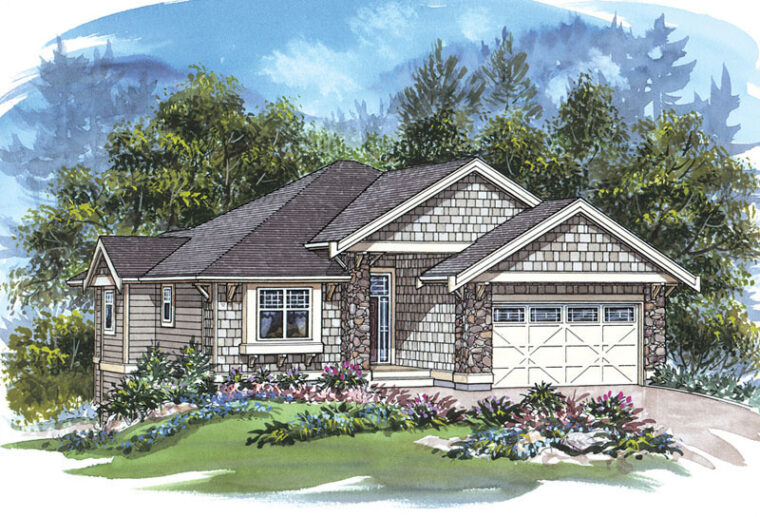 1-2-617 house plan – front rendering