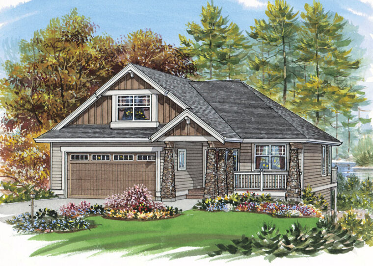 1-3-618 house plan – front rendering