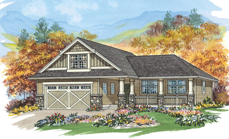 5-3-662 house plan – front rendering