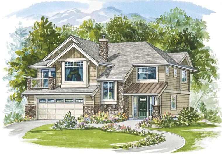 2-3-739 house plan – front rendering