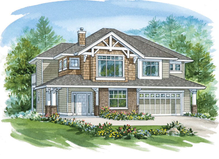 2-3-741 house plan – front rendering